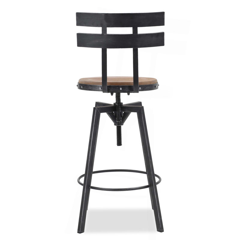 Industrial-Style Height-Adjustable Bar Stool