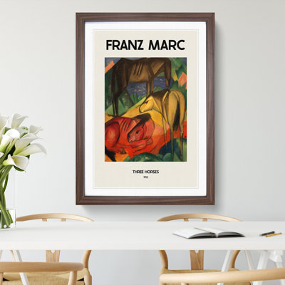 Three Horses by Franz Marc - Picture Frame Painting