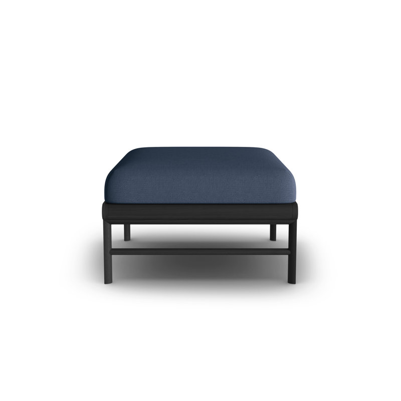 Upholstered Outdoor Ottoman, Dark Blue