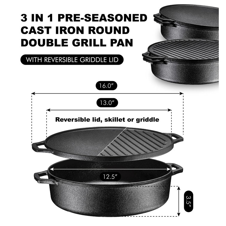 Bruntmor Non-Stick Cast Iron Grill And Griddle Pan - Wayfair Canada