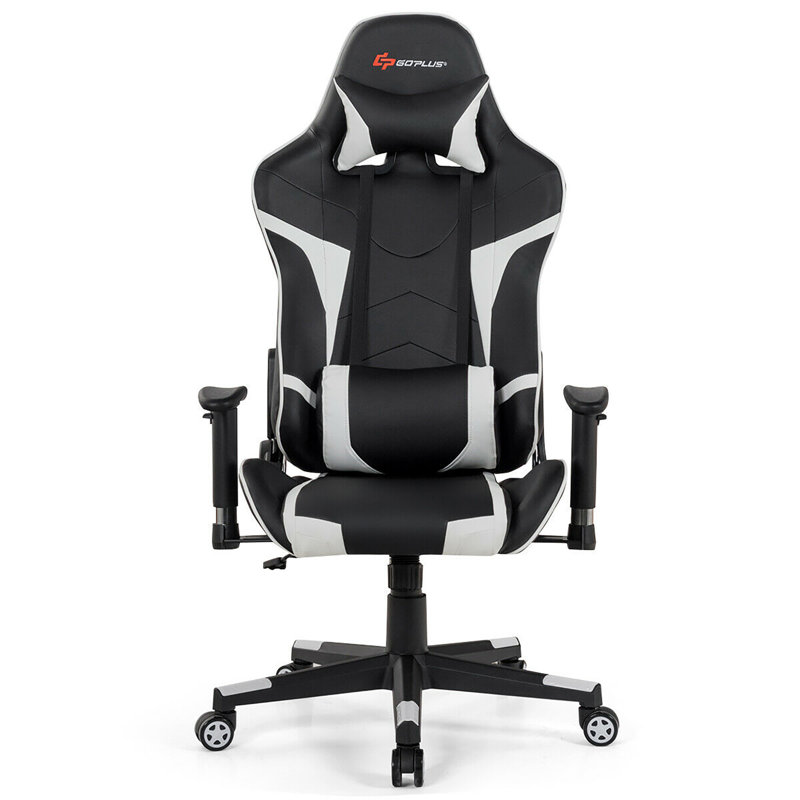 Ebern Designs Adjustable Reclining Ergonomic Swiveling PC & Racing Game Chair, White