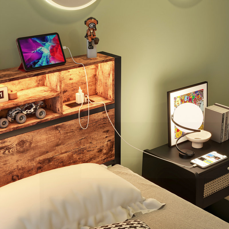 Bed Frame with Storage Headboard