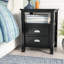 Escoto Black Square Nightstand is constructed from solid and engineered wood, 25 H, 20 W and 20 D