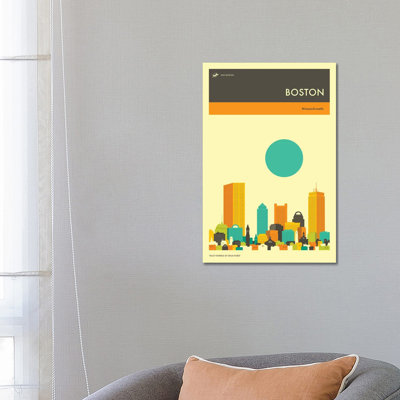 Boston Skyline II by Jazzberry Blue - Wrapped Canvas Print