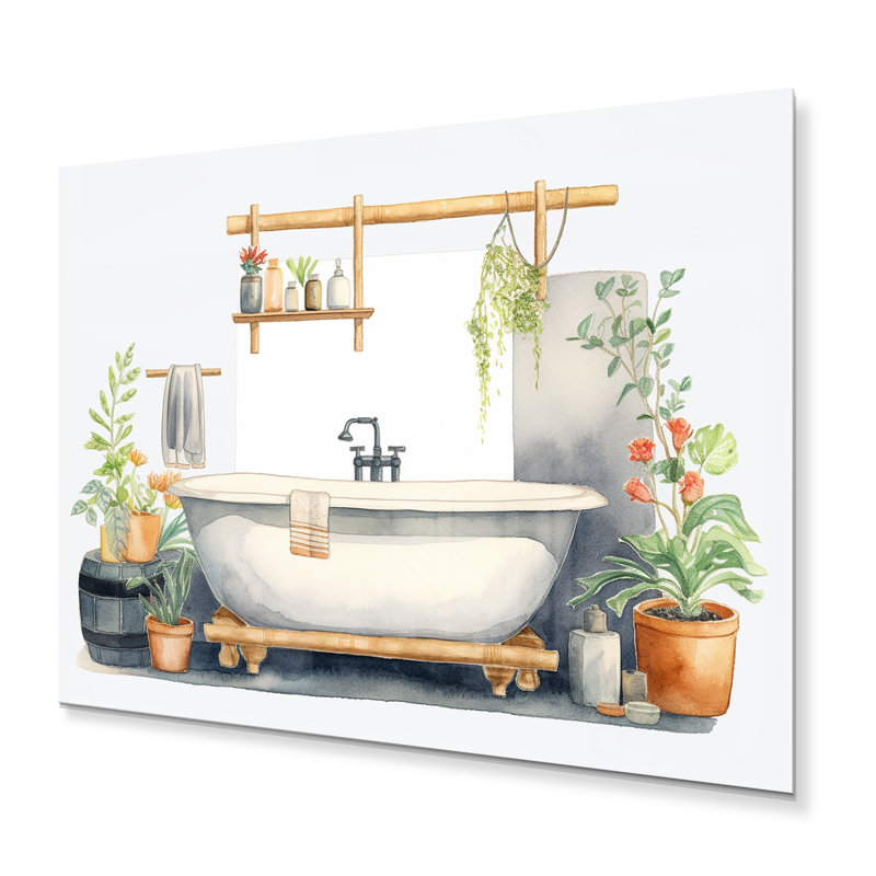 Décoration de salle de bain naturelle V - impression sans cadre sur métal, H 12 po x l 20 po x P 1 po