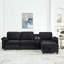 Canapé modulaire moderne en L avec rangement tout-en-un, poches d'accoudoirs de rangement latérales, console centrale avec porte-gobelet, repose-pieds avec rangement relevable, siège multi-siège confortable
