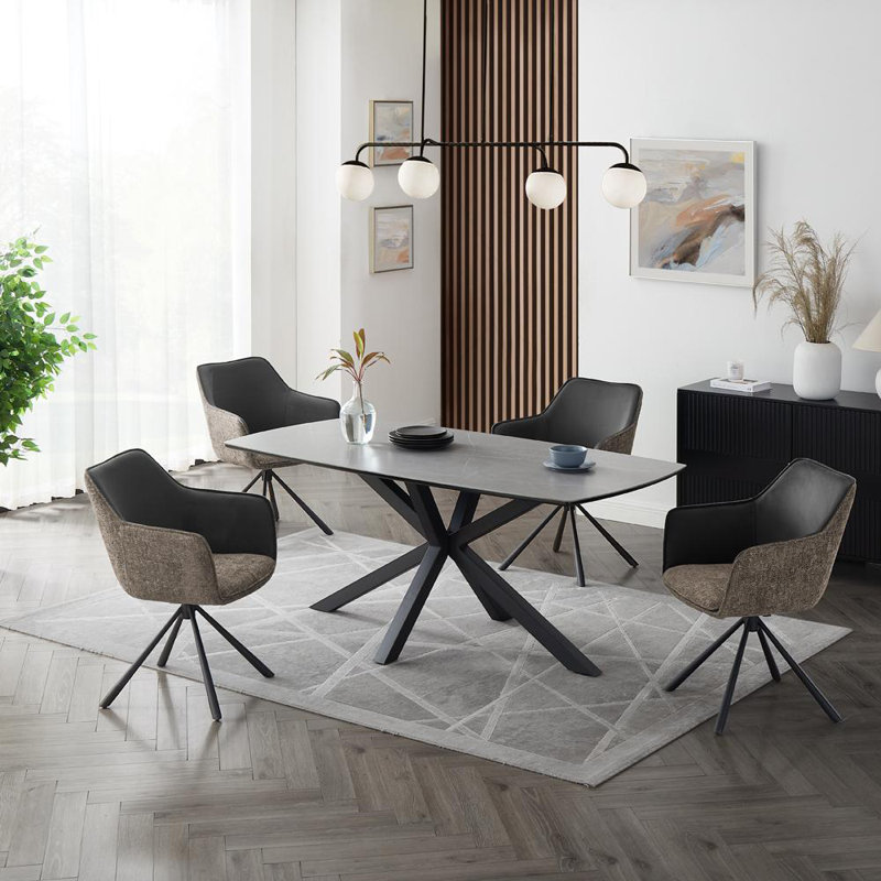 Deanie 4 - Person Dining Set, Beige/Gray
