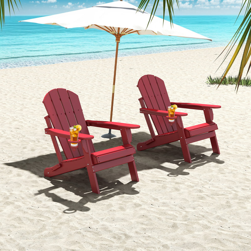 Felten Plastic Folding Adirondack Chair, Rouge