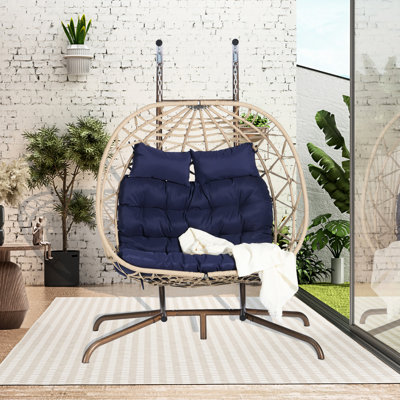 Fauteuil à œufs suspendu pour 2 personnes: - Coussins, structure en fer, tissés à la main pour le patio