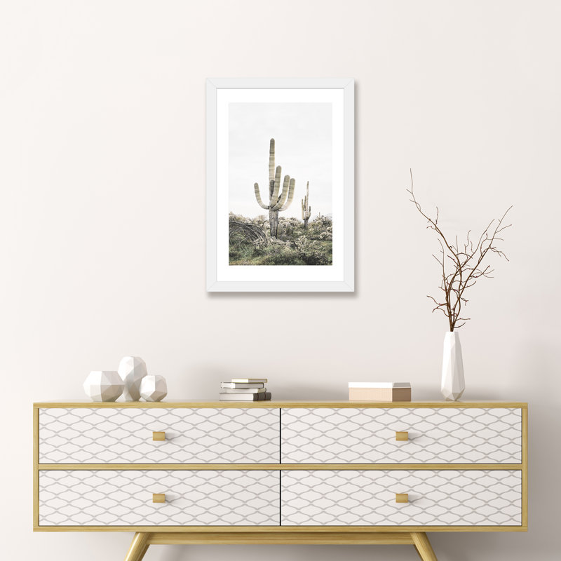 « rosé timide cactus », photographie, H 24 po x l 16 po x P 1 po, Papier avec cadre blanc