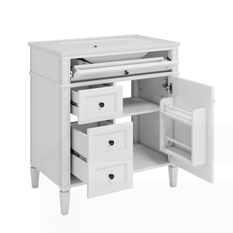 Modern Bathroom Storage Cabinet with 2 Drawers and a Tip-out Drawer
