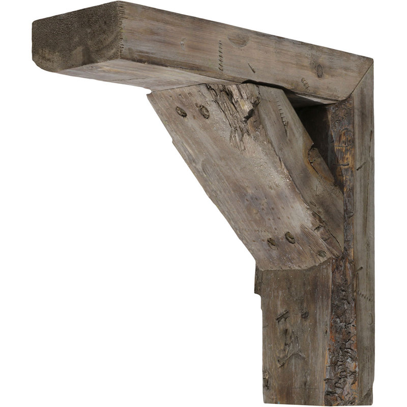 H 3.5'' W D Wood Bracket / Corbel, Pebble Grey, 16" H x 3.5" W x 12" D