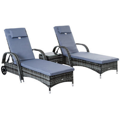 Stutler 200cm Long Reclining Chaise Lounge Set with Cushions and Table