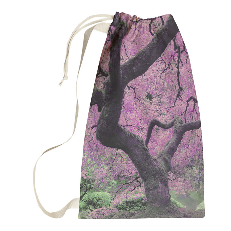 Sac à linge avec arbre d’érable japonais Oram, Grand (H 76,5 po x l 29,5 po x P 1,5 po), Rose
