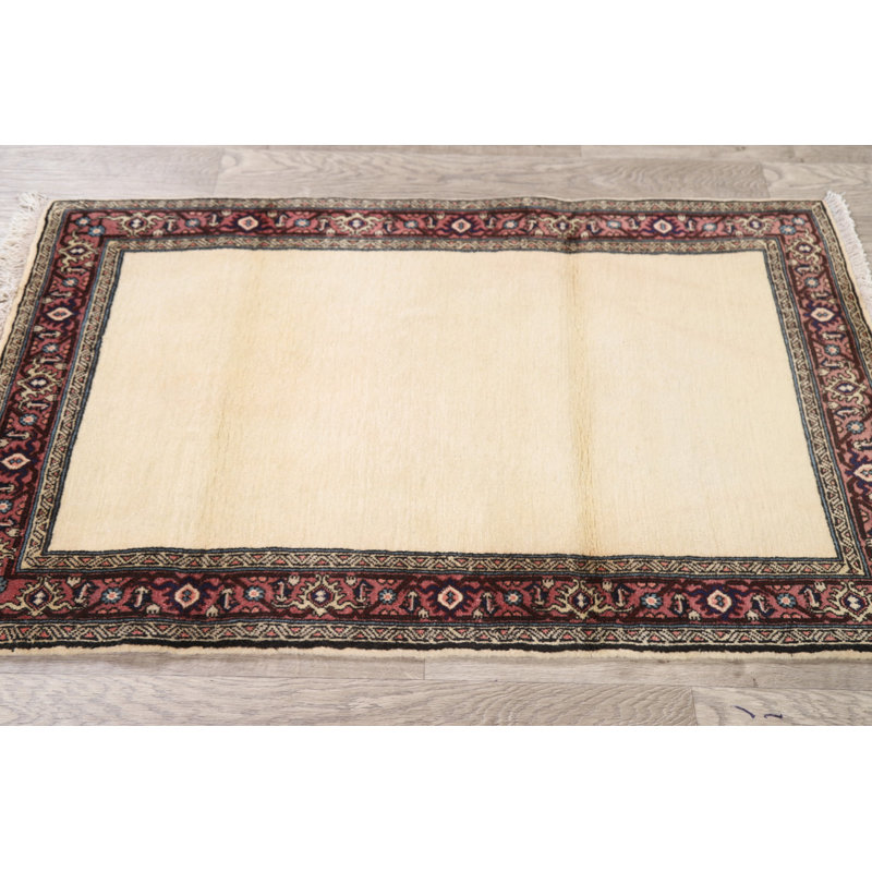 Tapis unique en laine noué à la main 2 pi 9 po x 4 pi 7 po beige nouvel âge Mahid One-of-a-Kind Mahid