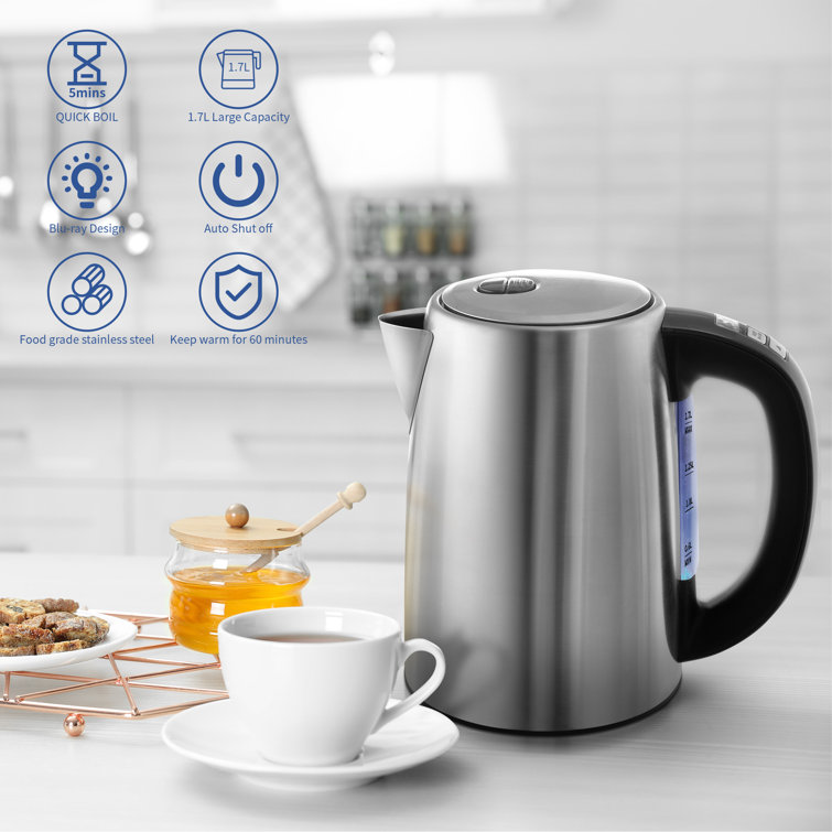 Variable Temperature Electric Kettle Stainless Steel Brushed 1.7 L