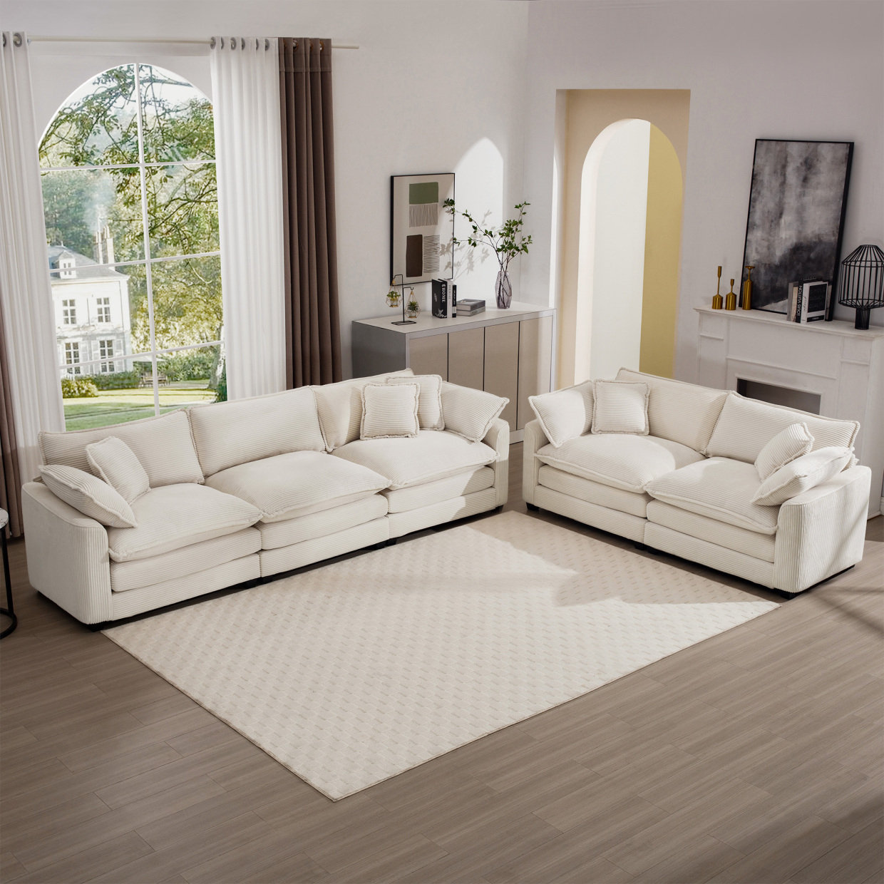 Latitude Run® Modern Sofa Fabric Living Room Set Of 2 Sofas With One 2 ...