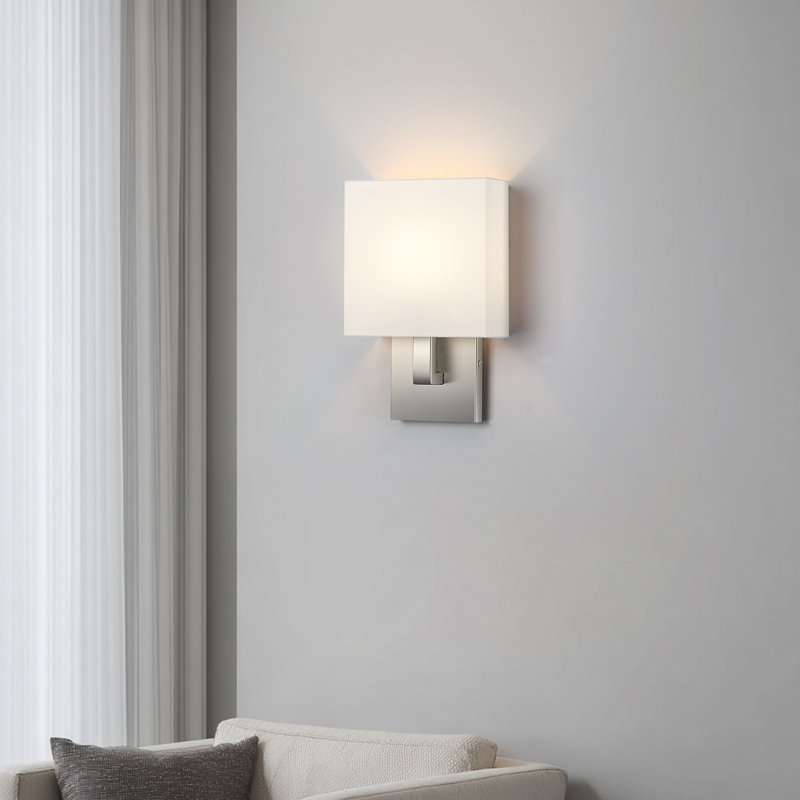 Chrisitne 1-Light Dimmable Wall Sconce, White, Brushed Steel