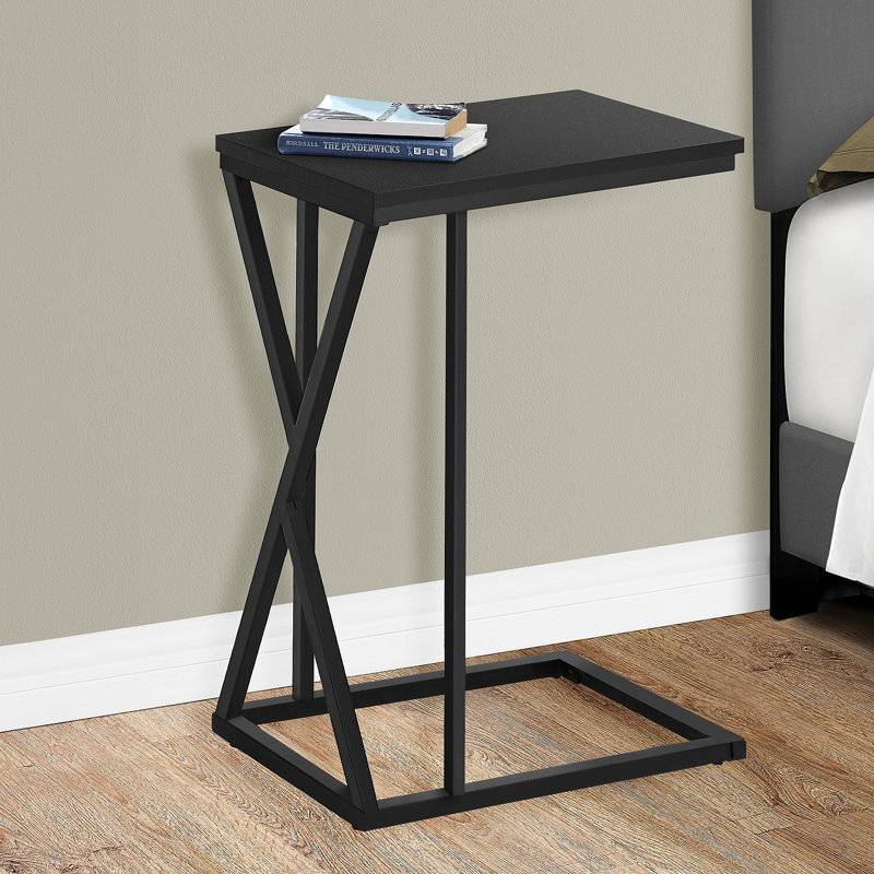Table d'appoint décorative en forme de C, côté collation, salon, chambre à coucher, métal, contemporain, moderne, Noir