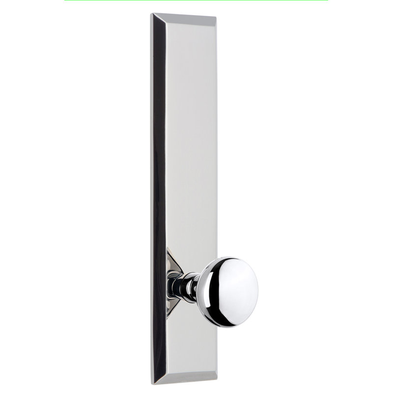 Grandeur Fifth Avenue Tall Plate Single Dummy with Fifth Avenue Door Knob, Bright Chrome