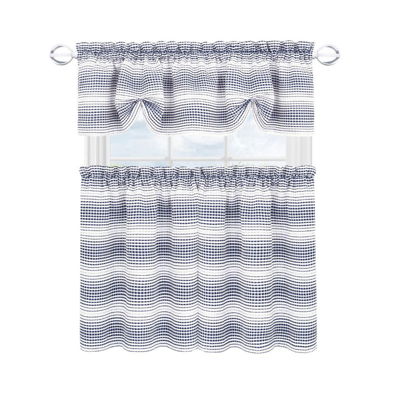Paire de brise-bise horizontal en polyester filtrant la lumière Breau, L 24 po x L 58 po, Marine