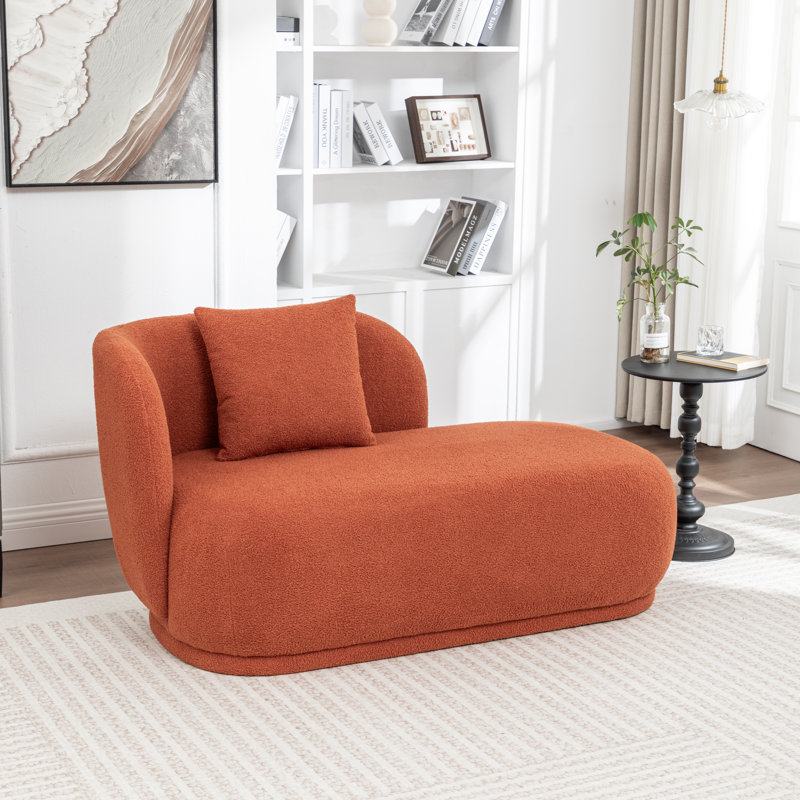 Chaise longue rembourrée en fausse fourrure, Orange