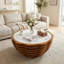 La table basse ronde, la table basse en forme de fleur, les plateaux de table en pierre avec des motifs de marbre uniques sont idéaux pour le salon, le bureau et le café - entièrement assemblés