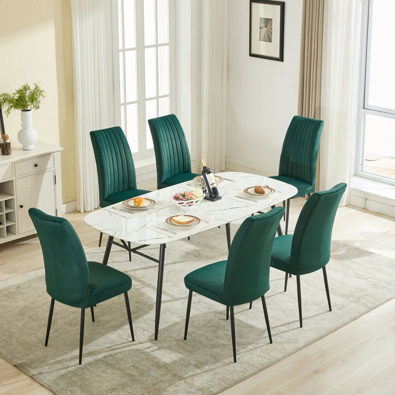 Chaise de salle à manger en velours de 2 pièces avec repose-pieds en fer réglable de style contemporain pour une décoration intérieure