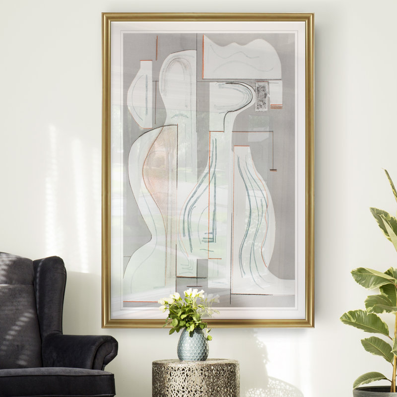 " Pottery Forms V ", 18.5" H x 24.5" W x 1.5" D, Gold Framed