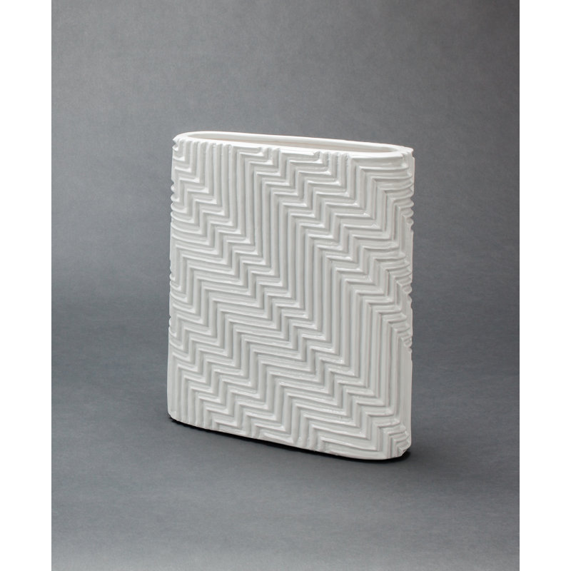 Porcelain Table Vase, White, 14" H x 12" W x 4.5" D