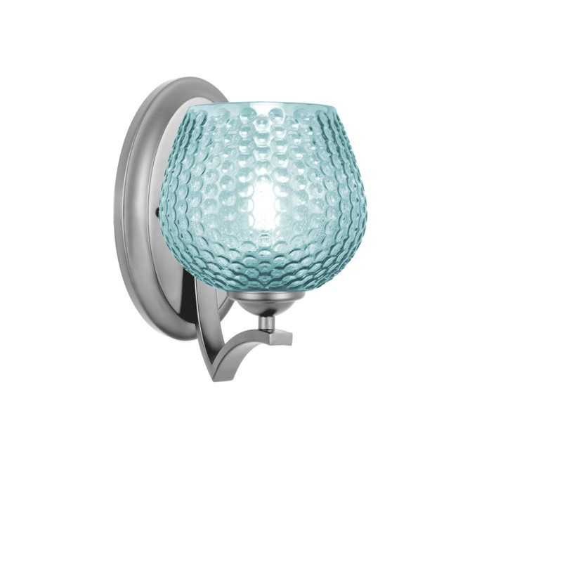 Zilo Wall Sconce Shown, 6" Turquoise Glass, Blue, Brushed Nickel