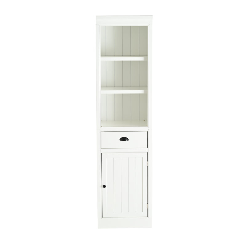 75'' Freestanding 5-Tier Display Book Shelf With 1 File Drawer, Farmhouse Bookcase With Storage & Cabinet, Modern Wooden Organizer Pantry For Hallways Living Room, Kitchen, Home, Office - White