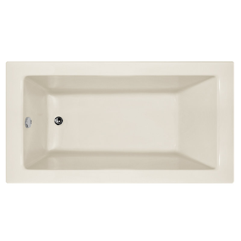 Sydney 60'' L Soaking Bathtub, Bone, Left, Satin Chrome