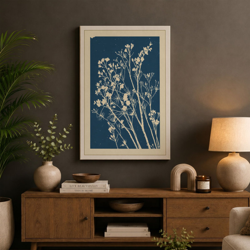 Wildflower Silhouettes Botanical - Wrapped Canvas, 18x12 - 45.7 x 30.5 cm, Teal Border