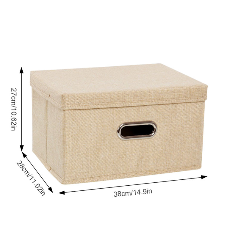 Bac de rangement pliable en tissu de lin, Beige