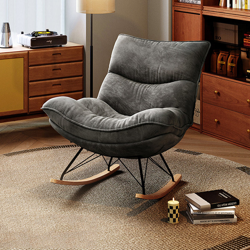 Chaise berçante de salon avec structure en métal, Gris