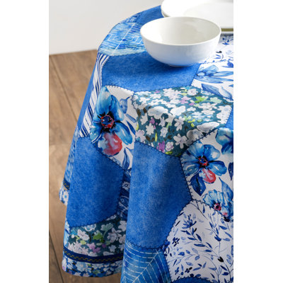 Summer Blues Floral 100% Cotton Tablecloth