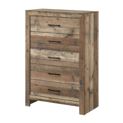 Ensemble de meubles de chambre à coucher à 1 commode en bois de style rustique riche à finition naturelle avec 1 tiroir