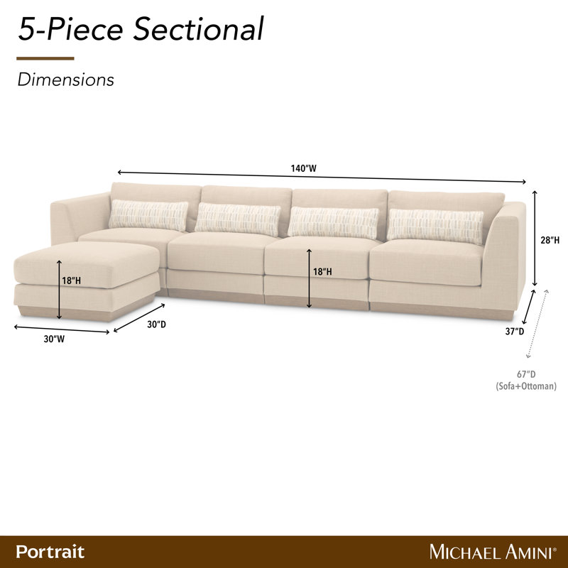 Portrait 5-Piece Sectional - Toffee/Sienna Brown
