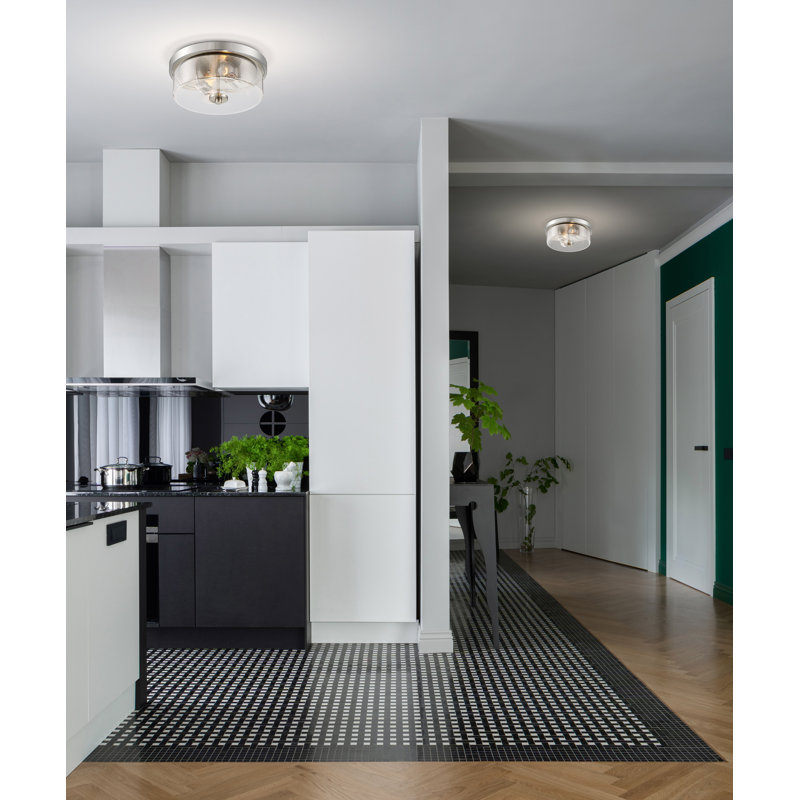 Barines Glass Flush Mount, Brushed Nickel