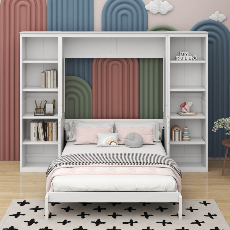 Lit escamotable avec bureau et bibliothèque Murphy, Lit double