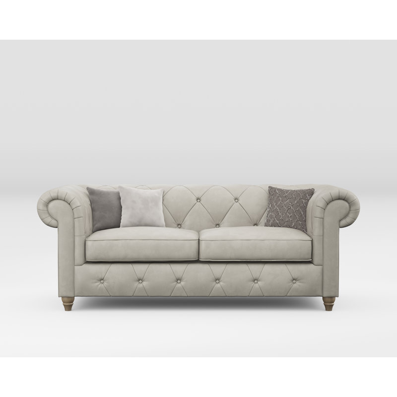 Melrose 3 Seater Leather Sofa, Walnut, Cloud Grey