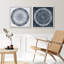 Ensemble de 2 bagues en bois de mandala délavé bleu marine sur toile abstraite encadrées-97923500-97923499