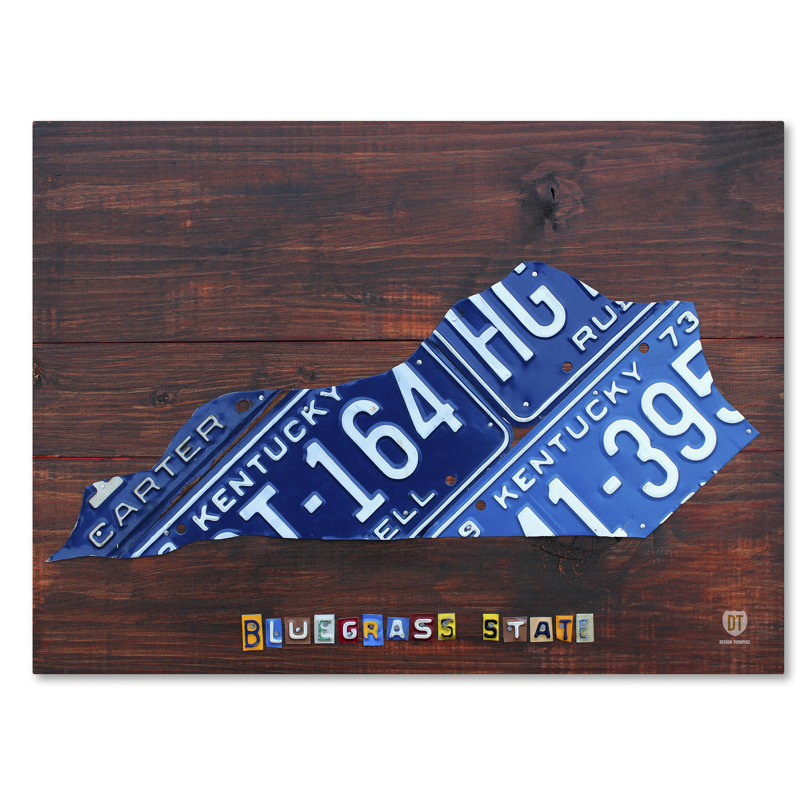 « kentucky license map », impression sur toile tendue, H 24 po x l 32 po x P 2 po