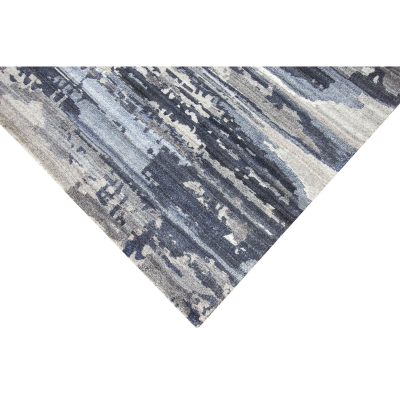 Hand Woven Wool Abstract Area Rug, Rectangle 9' x 12'