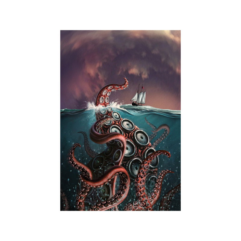 A Fantastical Depiction Of The Legendary Kraken by Jerry LoFaro - Wrapped Canvas Print, 66.04 cm H x 45.72 cm W x 1.91 cm D