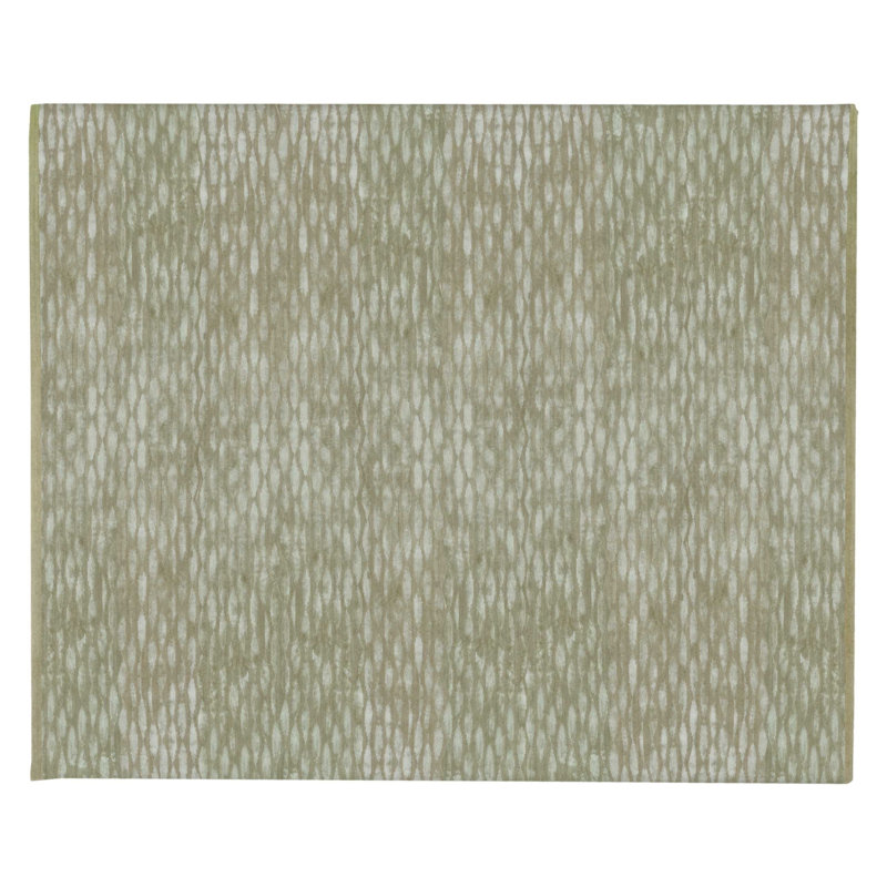 Tempo Geometric Hand-Knotted Wool/Silk Gray Area Rug, Rectangle 8' x 10', Taupe