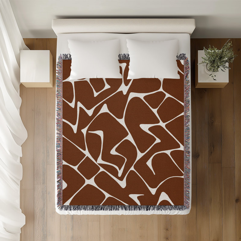 Jeté 100% coton abstrait Mola, L 60 po x l 60 po, Brun rouille