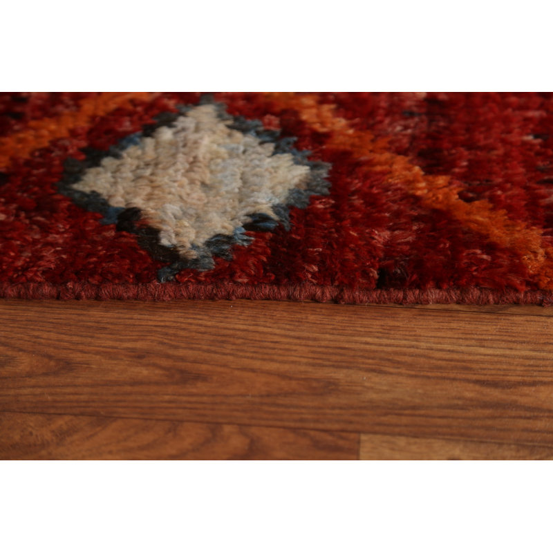 Tapis de couloir géométrique marocain noué à la main 3 x 13