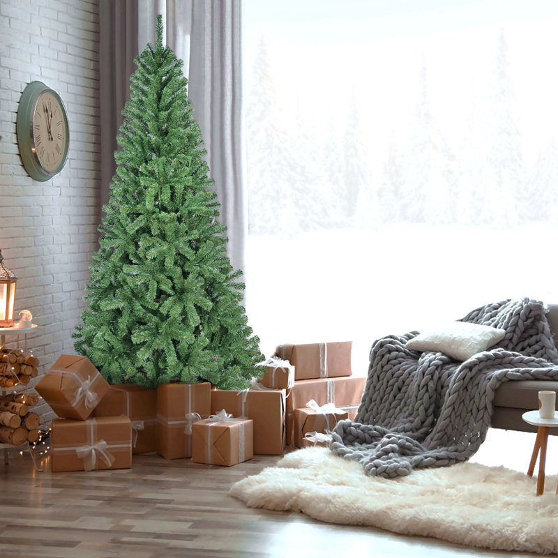 Arbre de Noël artificiel avec pointes en PVC, structure à charnières et support en métal - Arbre de vacances vert complet pour la décoration de bureau, d'appartement ou de fête